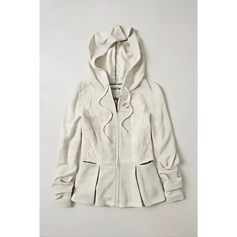 Anthropologie Cream Ruffled Women's Hoodie